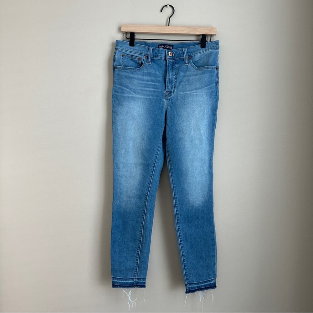 J. Crew Mercantile Women’s Jeans Size 30 Light Wash Frayed Hem Stretch Denim
